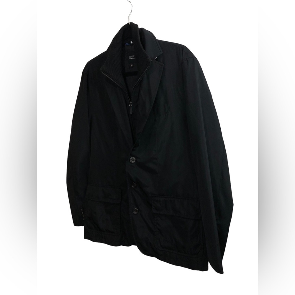 Black Saks Fifth Avenue Water Repellent Blazer Coat Jacket Mens Small Workwear - Picture 7 of 14